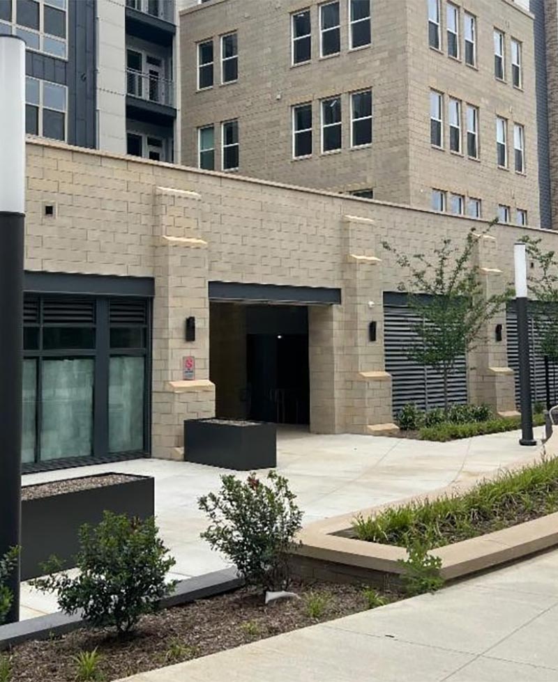Hospitality Light columns installed outside of a hotel