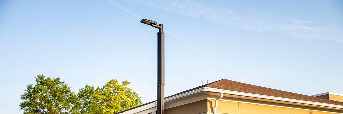 Case Study IMG 3 A solar streetlight installed on a neighborhood street corner